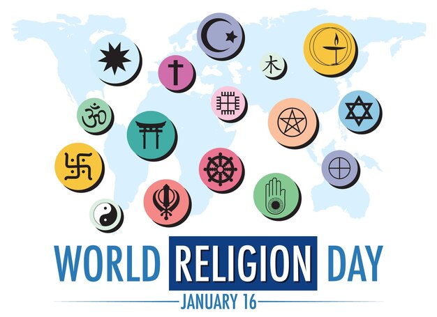 Vettore gratuito banner per la giornata mondiale della religione