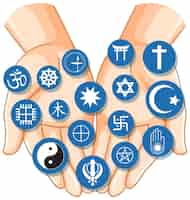 Vettore gratuito concetto di simboli di religione mondiale