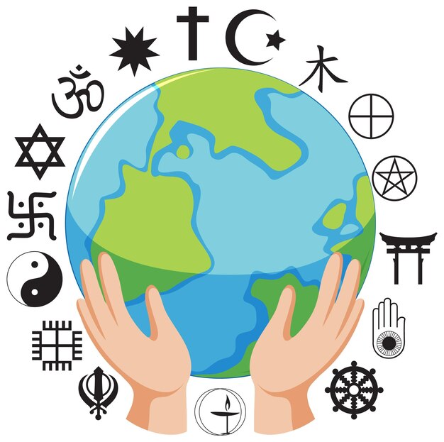 Free Vector world religion symbols concept