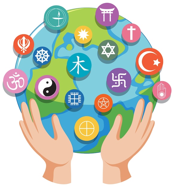 Vettore gratuito concetto di simboli di religione mondiale
