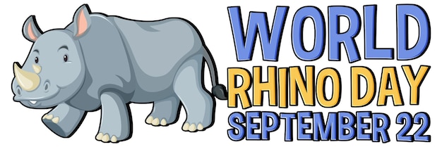 Free vector world rhino day september 22 banner design