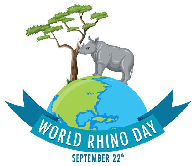 Бесплатное векторное изображение Баннер всемирного дня носорога 22 сентября