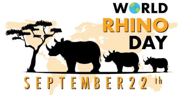 Free vector world rhino day september 22 banner