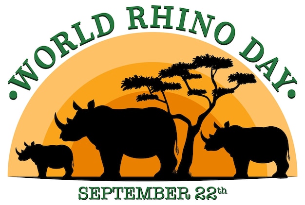 Бесплатное векторное изображение Всемирный день носорога 22 сентября.
