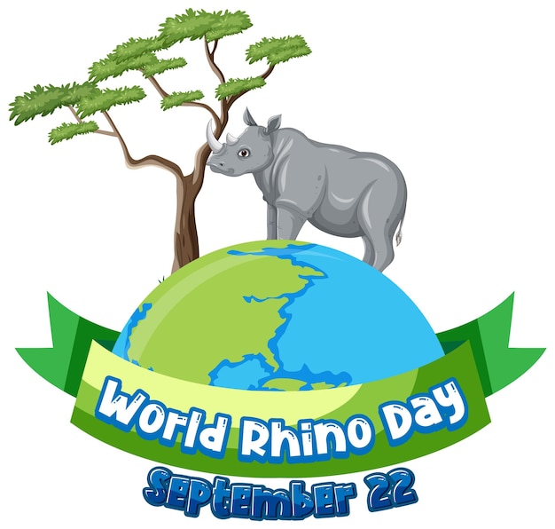 Vettore gratuito giornata mondiale del rinoceronte 22 settembre