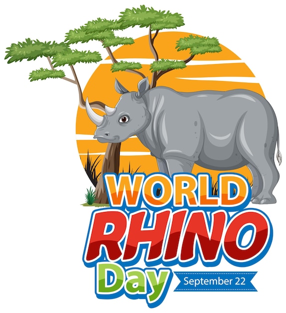 Бесплатное векторное изображение Всемирный день носорога 22 сентября.
