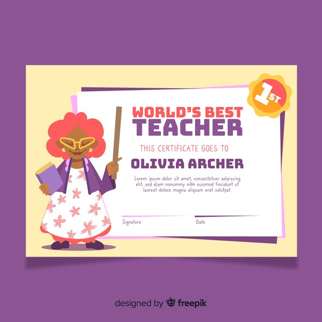 World's best teacher diploma template