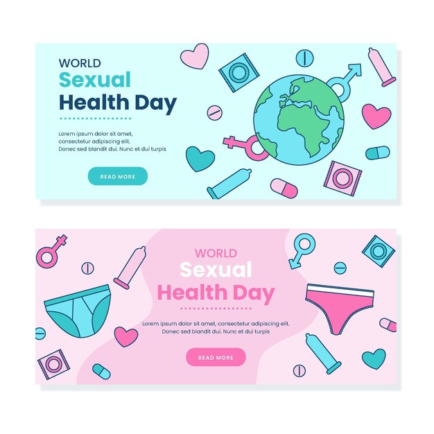 World sexual health day banners set