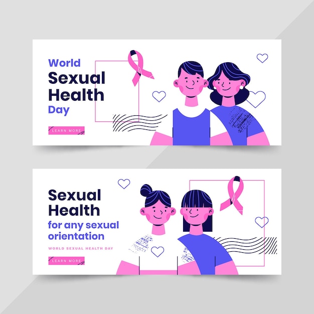 world sexual health day horizontal banners set