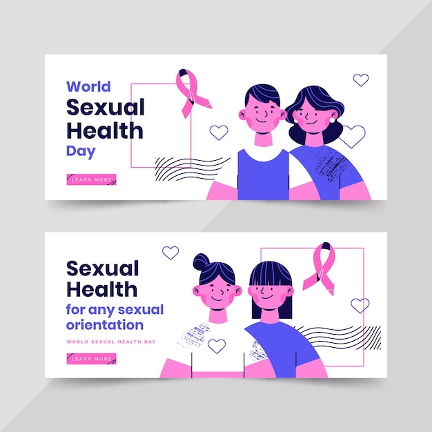 Free vector world sexual health day horizontal banners set