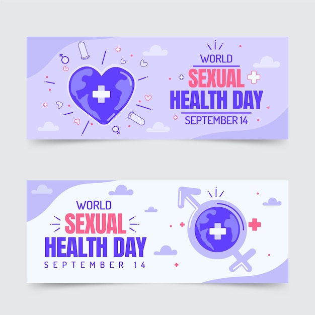 World sexual health day horizontal banners set