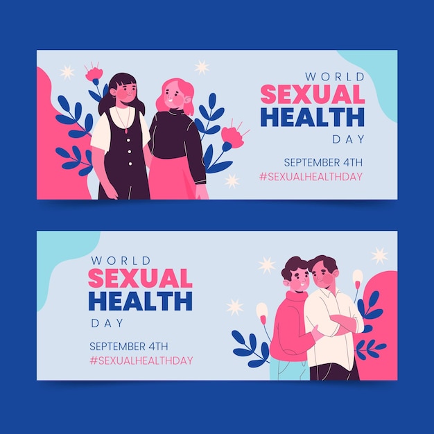 Free vector world sexual health day horizontal banners set