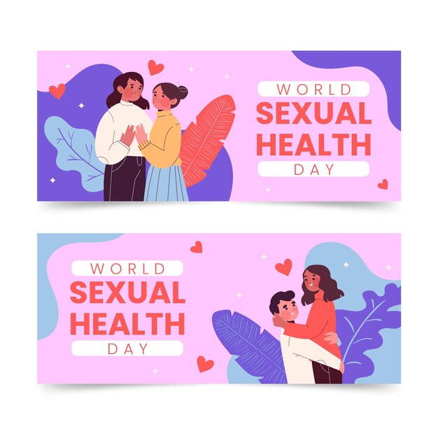 world sexual health day horizontal banners set