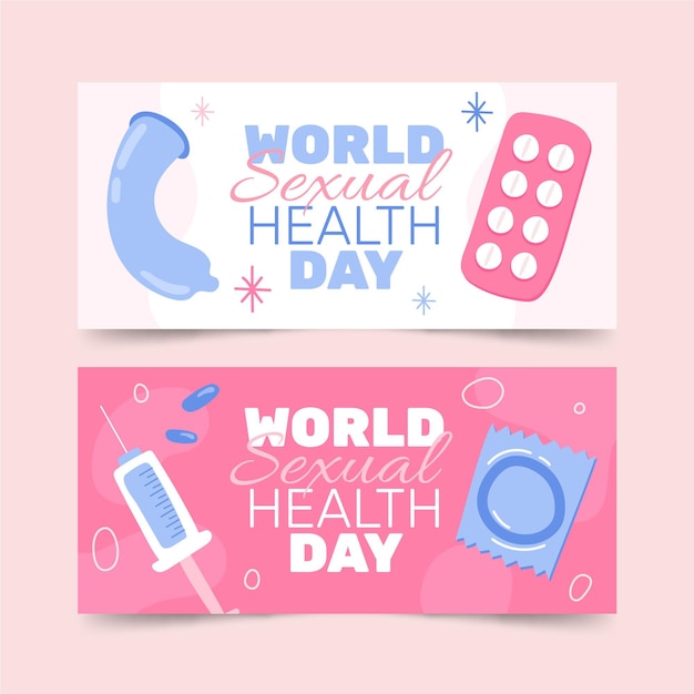 World sexual health day horizontal banners set