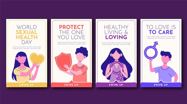 Free vector world sexual health day instagram stories collection