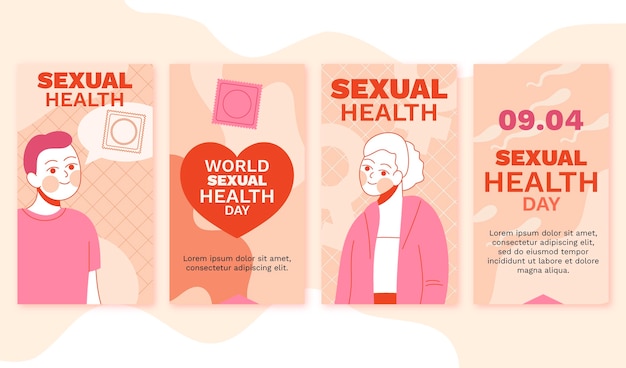 Free vector world sexual health day instagram stories collection