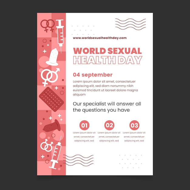 World sexual health day vertical flyer template