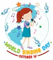 Free vector world singing day poster design