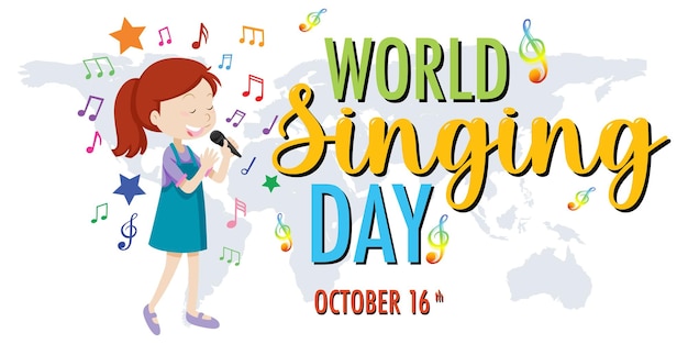 Free vector world singing day poster design