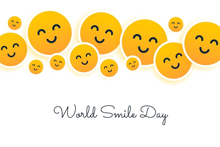 Free Vector world smile day background with cute cartoon smiley decoration