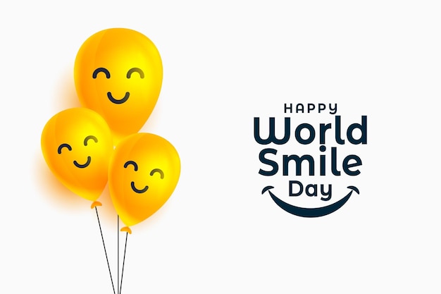 World smile day banner with happy face balloons