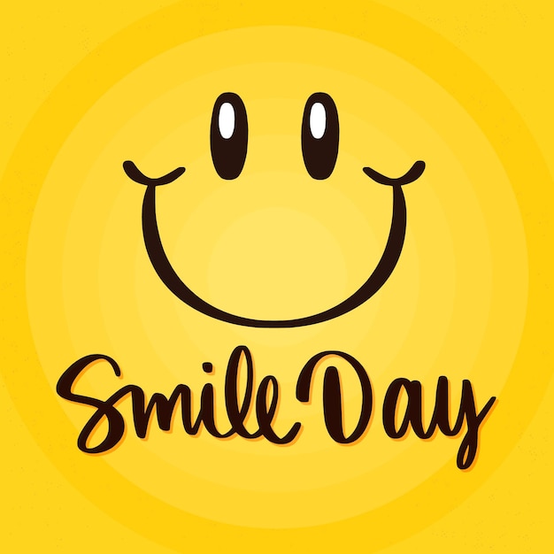 Бесплатное векторное изображение Всемирный день улыбки надписи с лицом