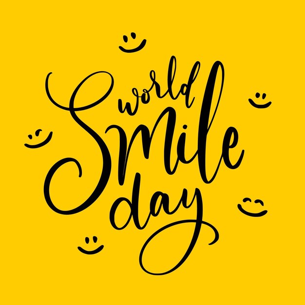 World smile day lettering with happy faces