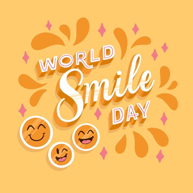 World smile day lettering with stars