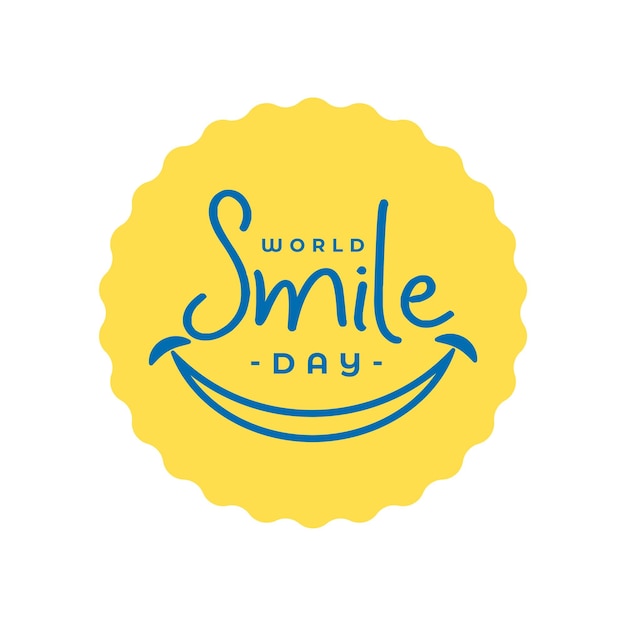 World smile day sticker background with laughing mouth design vector