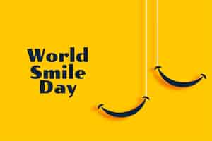 Free vector world smile day yellow banner