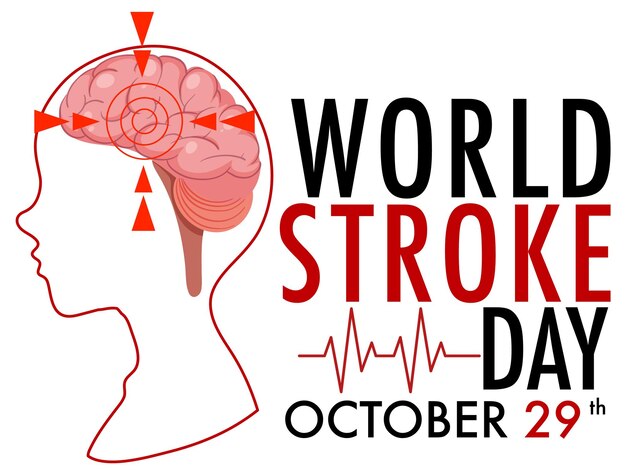 Free vector world stroke day banner design