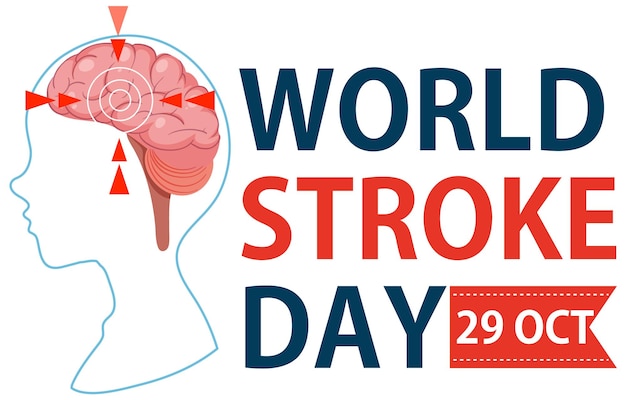 Free vector world stroke day banner design