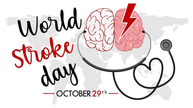 Free vector world stroke day banner design