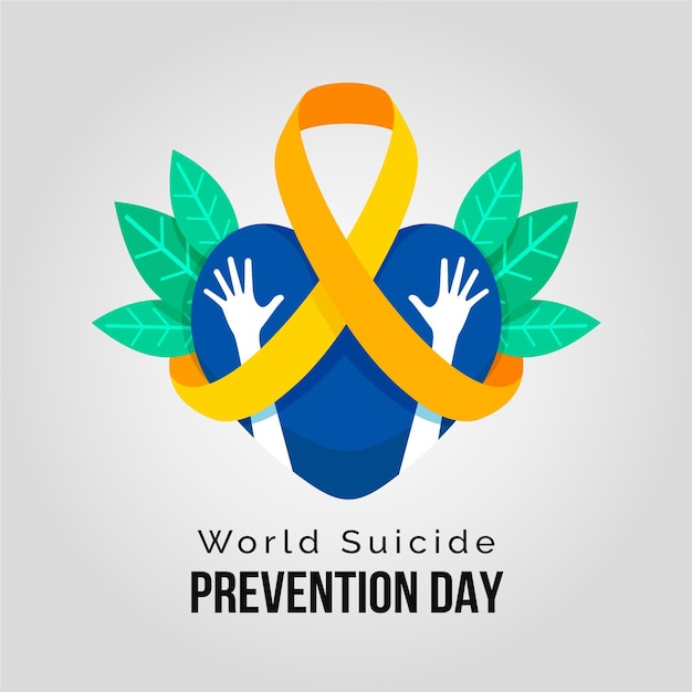 Free vector world suicide prevention day with heart and hands