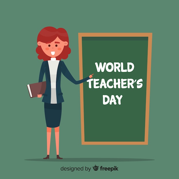 День учителя мира с учителем и доской для учителей