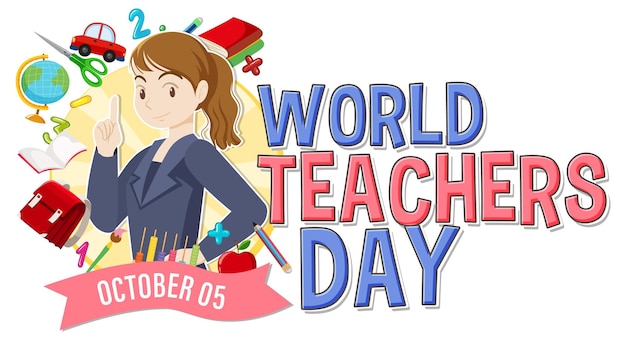 Free vector world teacher's day logo banner design