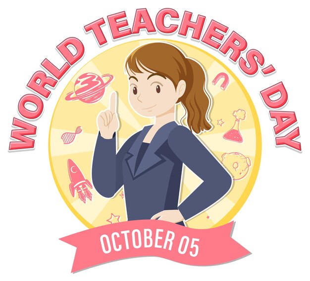 Free Vector world teacher's day logo banner design