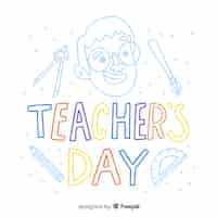 Vettore gratuito iscrizione del giorno degli insegnanti del mondo