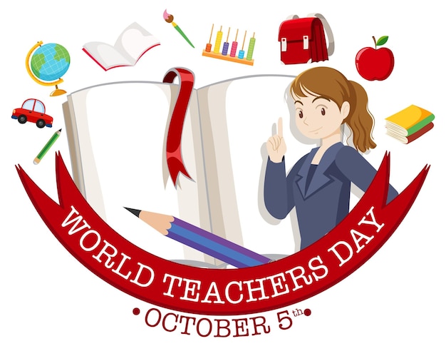 Бесплатное векторное изображение Дизайн плаката к всемирному дню учителя