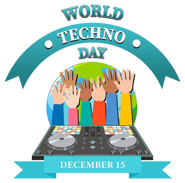 Free vector world techno day banner design