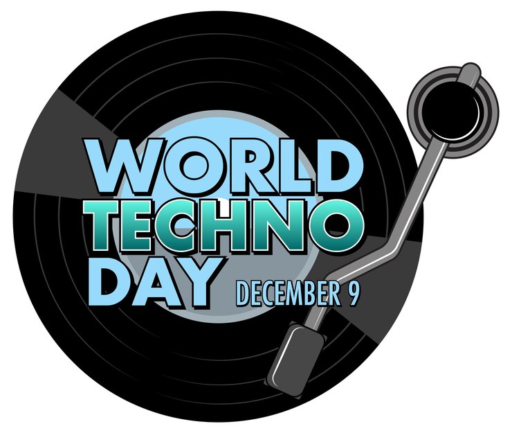 Free Vector world techno day text banner design