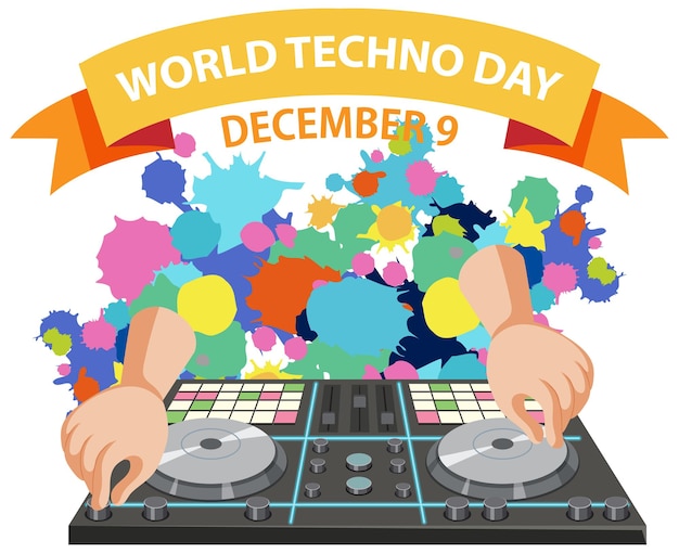 World techno day text banner design