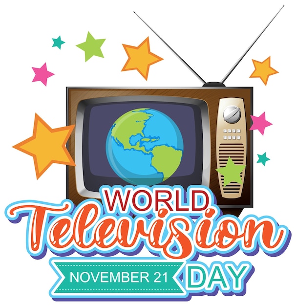 Бесплатное векторное изображение Дизайн логотипа всемирного дня телевидения