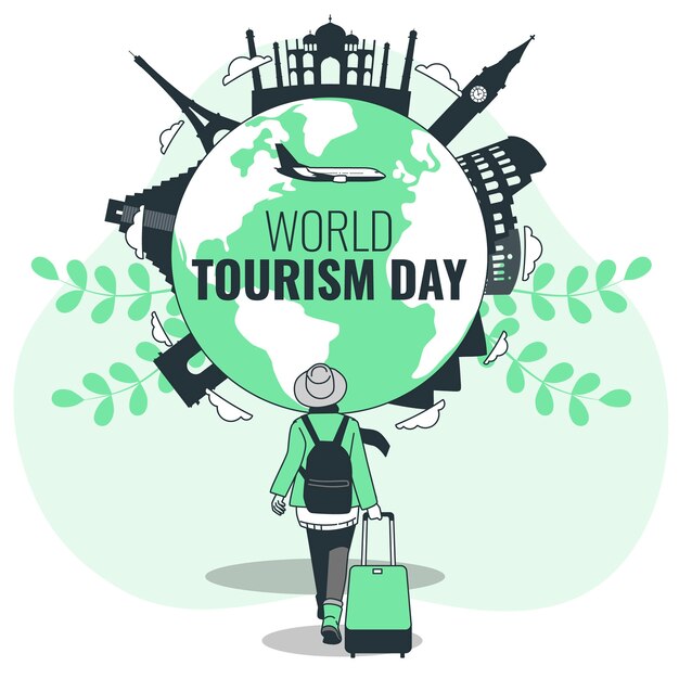 Free vector world tourism day concept illustration