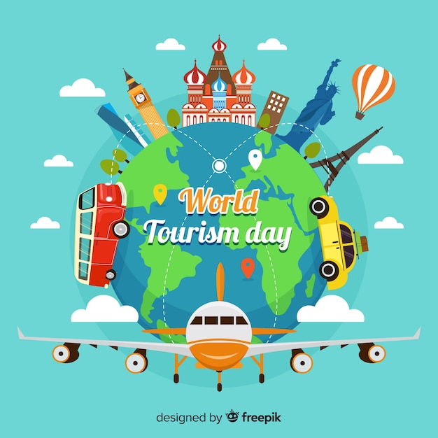 Free vector world tourism day concept with flat design