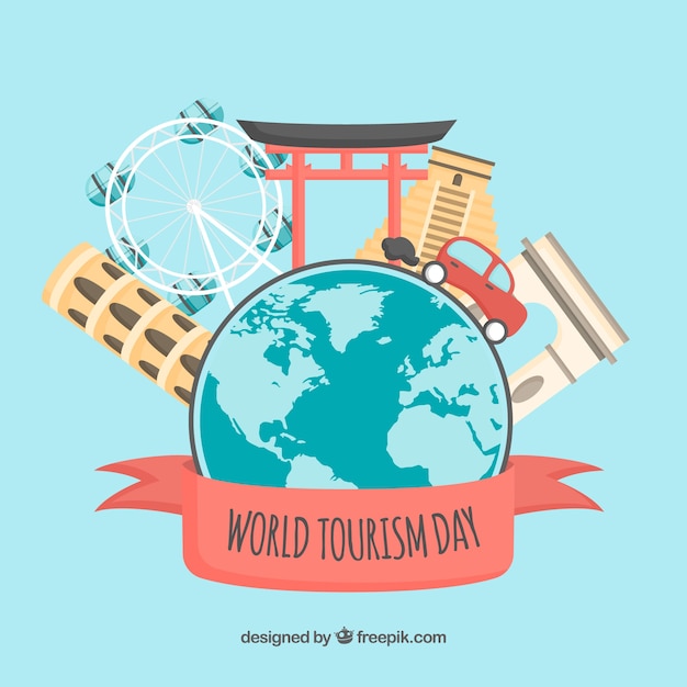 Free vector world tourism day concept with flat design