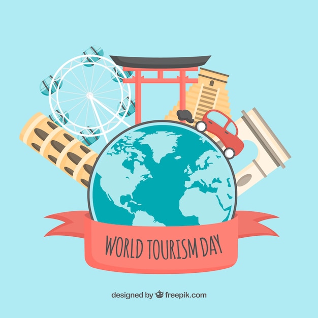 World tourism day concept with flat design