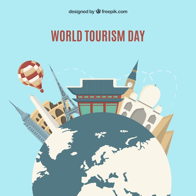 World tourism day concept with flat design