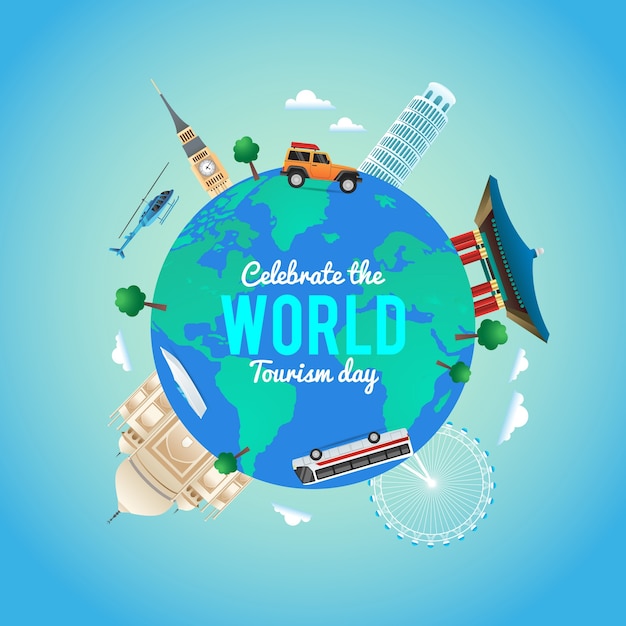 Free vector world tourism day concept with flat design