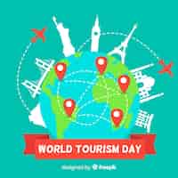 Vettore gratuito evento mondiale del turismo con trasporto